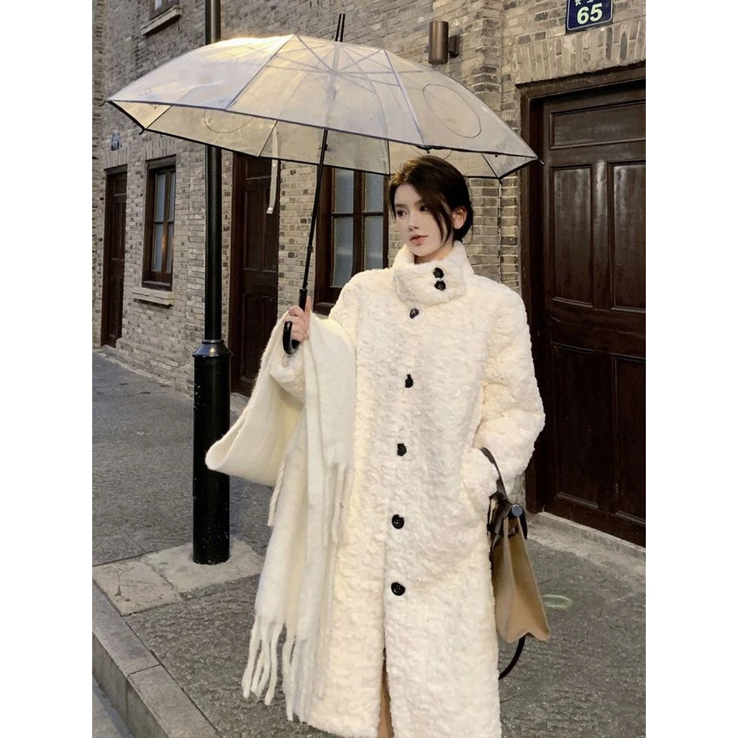 CxcvcK2023冬季新款长款休闲宽松百搭大衣女加厚长款毛毛外套上衣