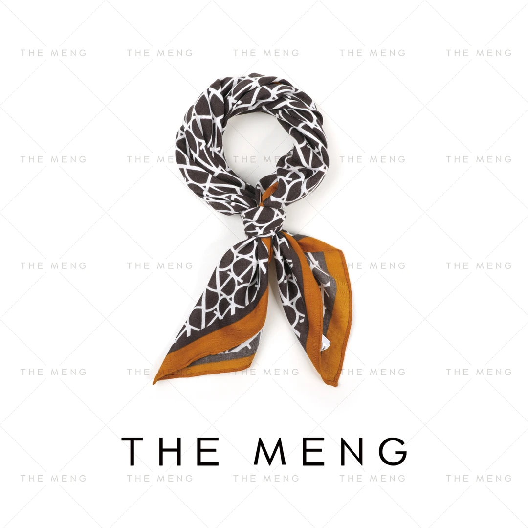 THE MENG 【搭配单品】丝绵缎面印花时尚百搭设计感丝巾#M243WJ0011
