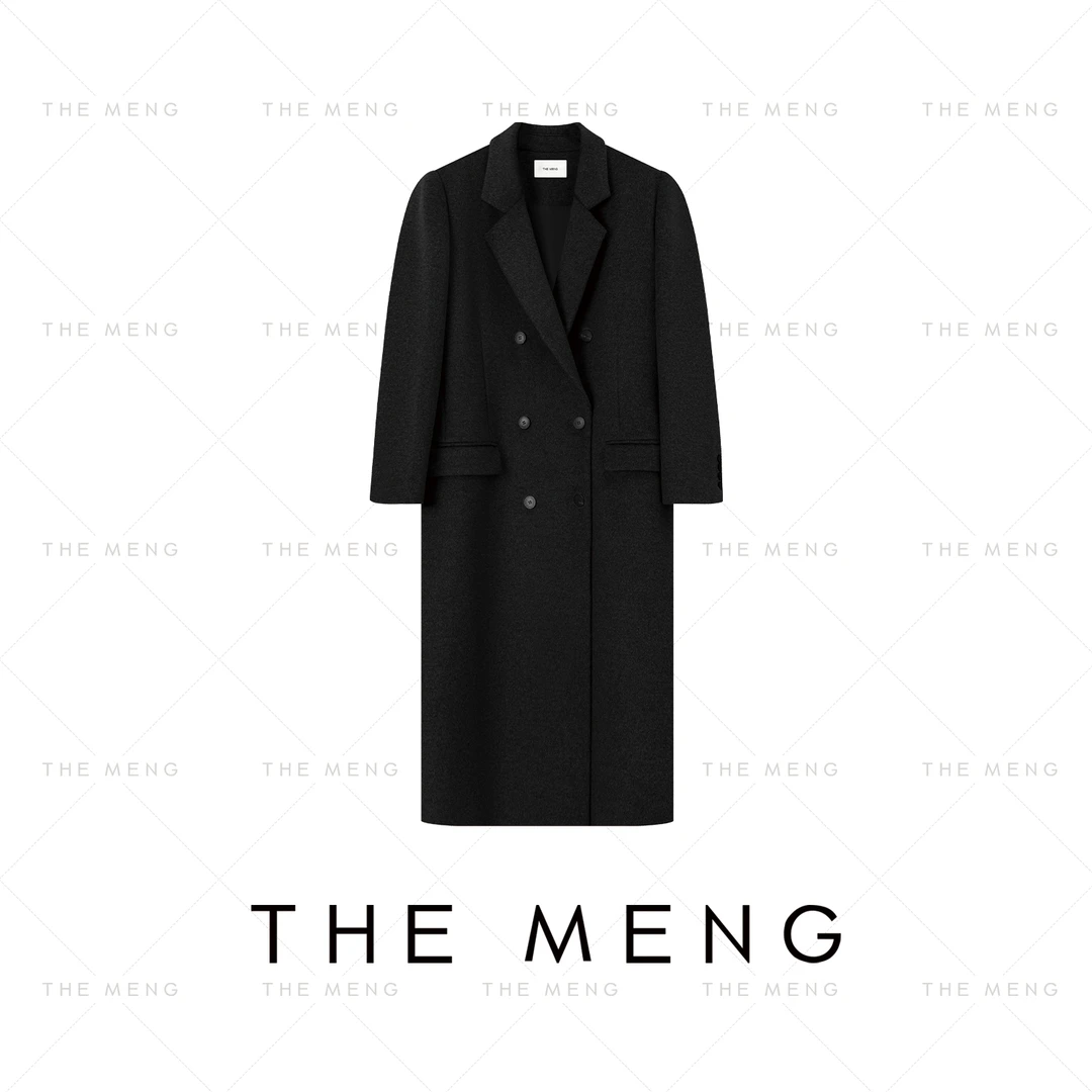 THE MENG【王府】高支极细精纺羊毛双排扣双面毛呢大衣#M243K0164