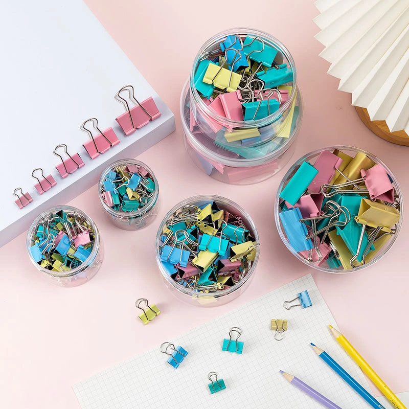 办公文具燕尾夹彩色长尾夹小夹子文件夹大小号试卷夹书夹铁票据夹