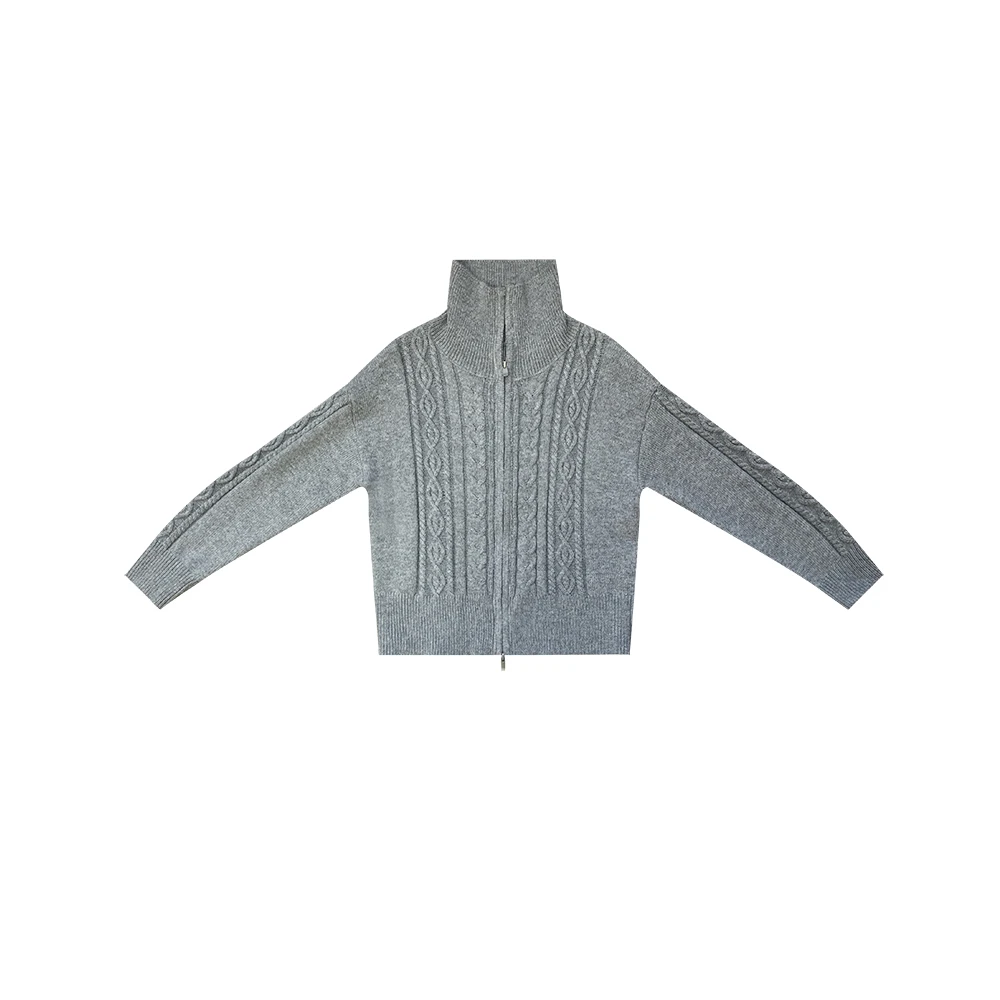 【新品上市】经典百搭保暖小立领毛针织衫休闲灰色时尚上衣MS4903