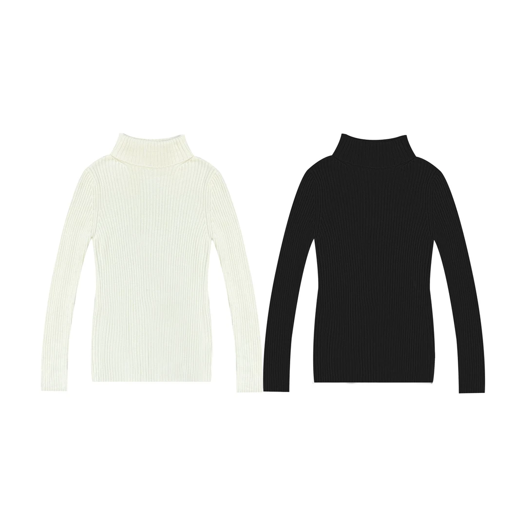 【新品上市】高领坑条经典款针织衫女士百搭打底衫上衣MS0718