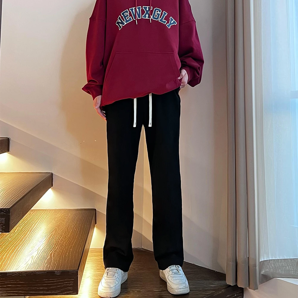 【男女同款】新款秋冬加绒加厚显瘦百搭直筒裤运动休闲卫裤ZT001