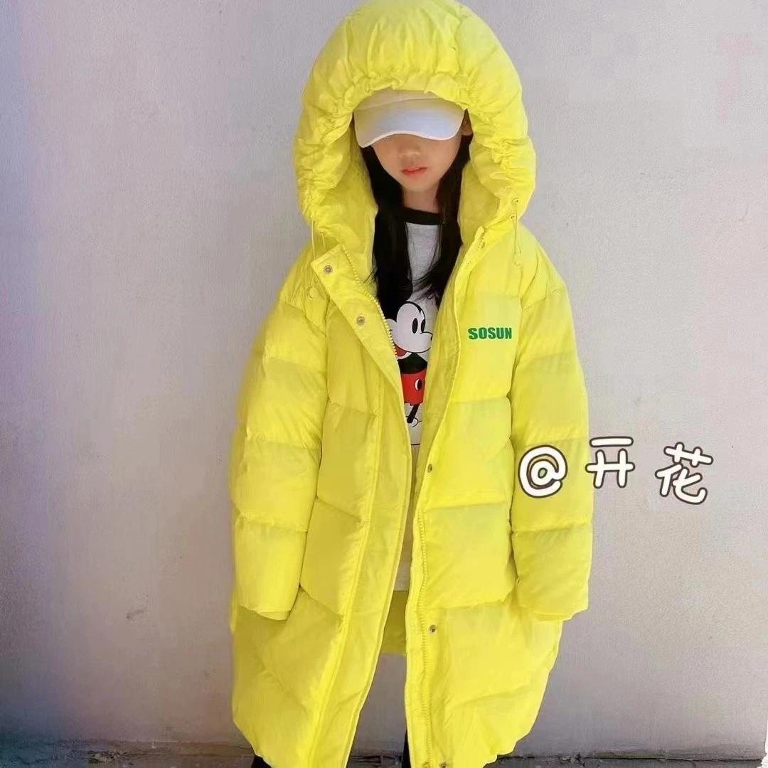 儿童长款羽绒服90白鸭绒