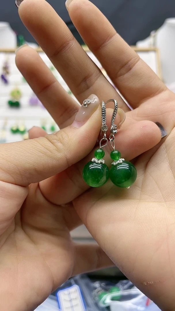 【闪购商品】翡翠耳饰银S925镶嵌582000