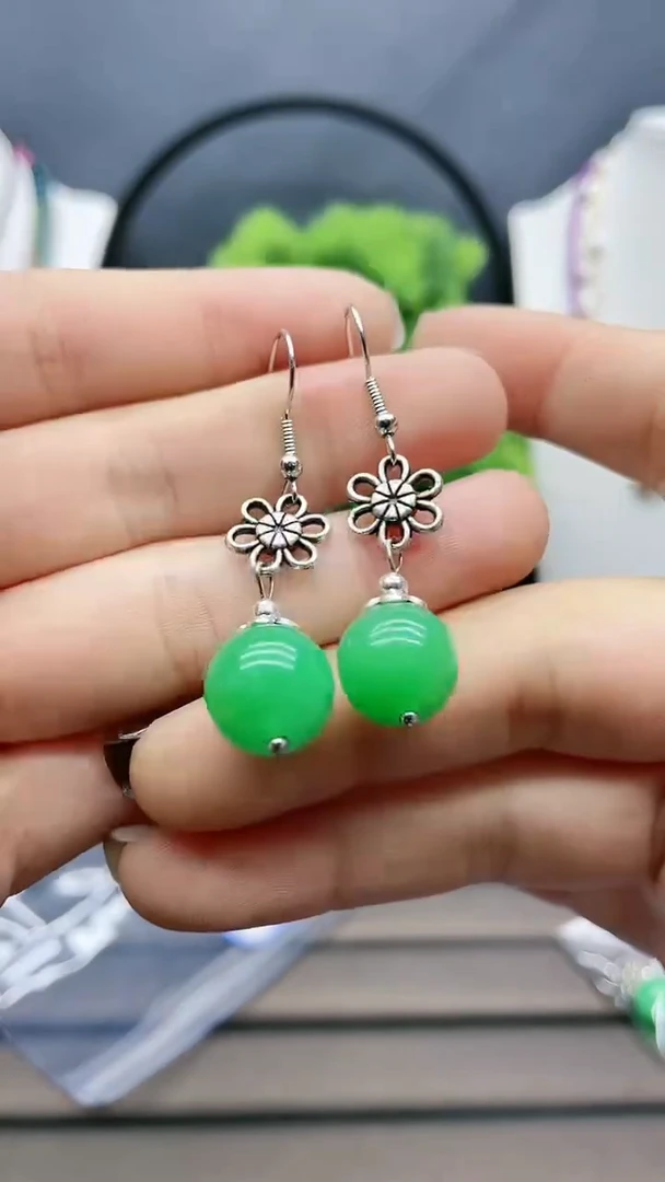 【闪购商品】翡翠耳饰银S925镶嵌158000