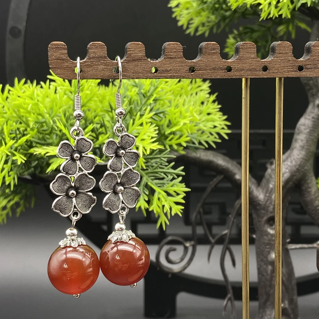 简约气质款国风版复古红色耳饰162000