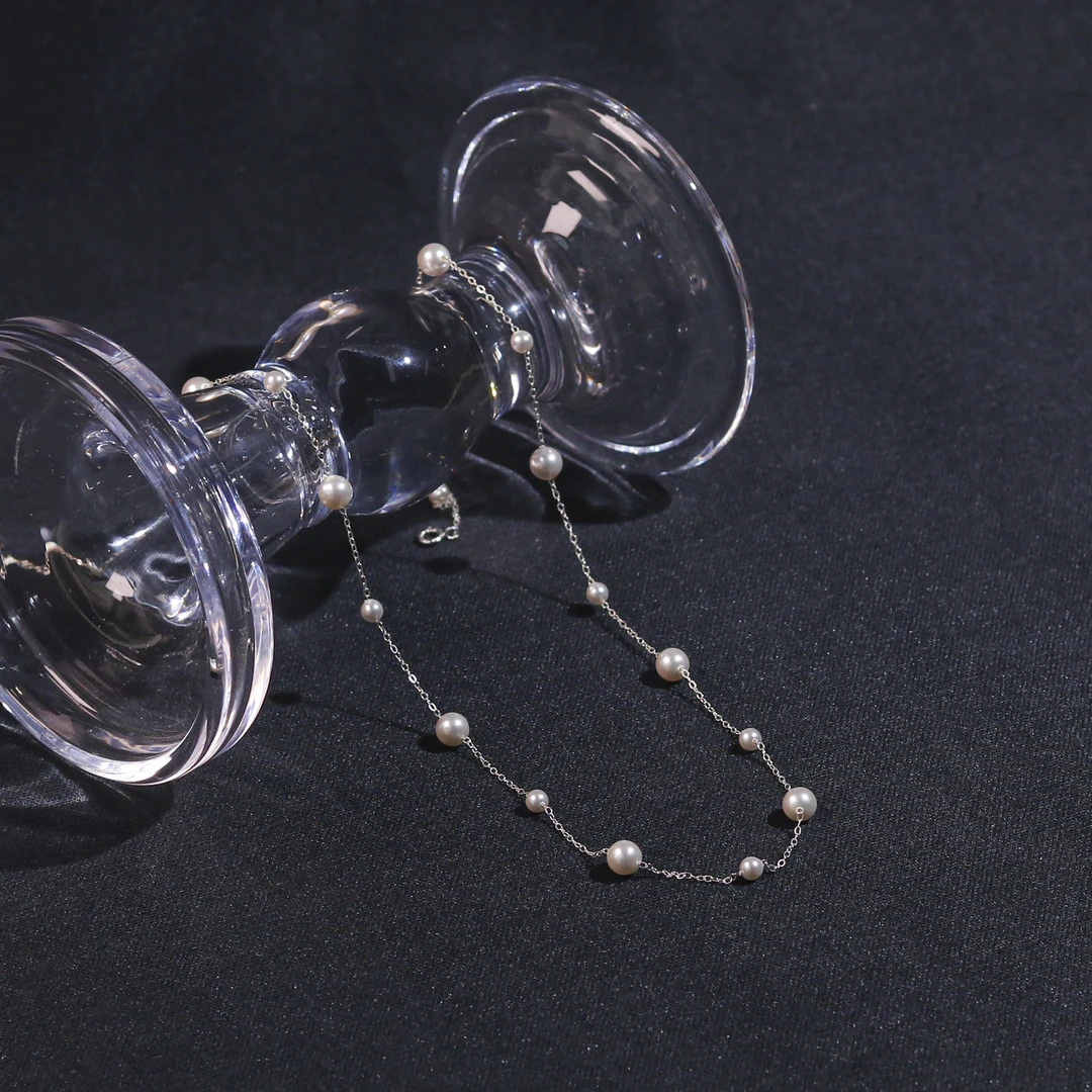 链子925银仿珍珠 预售 施家珍珠满天星项链 Q1191