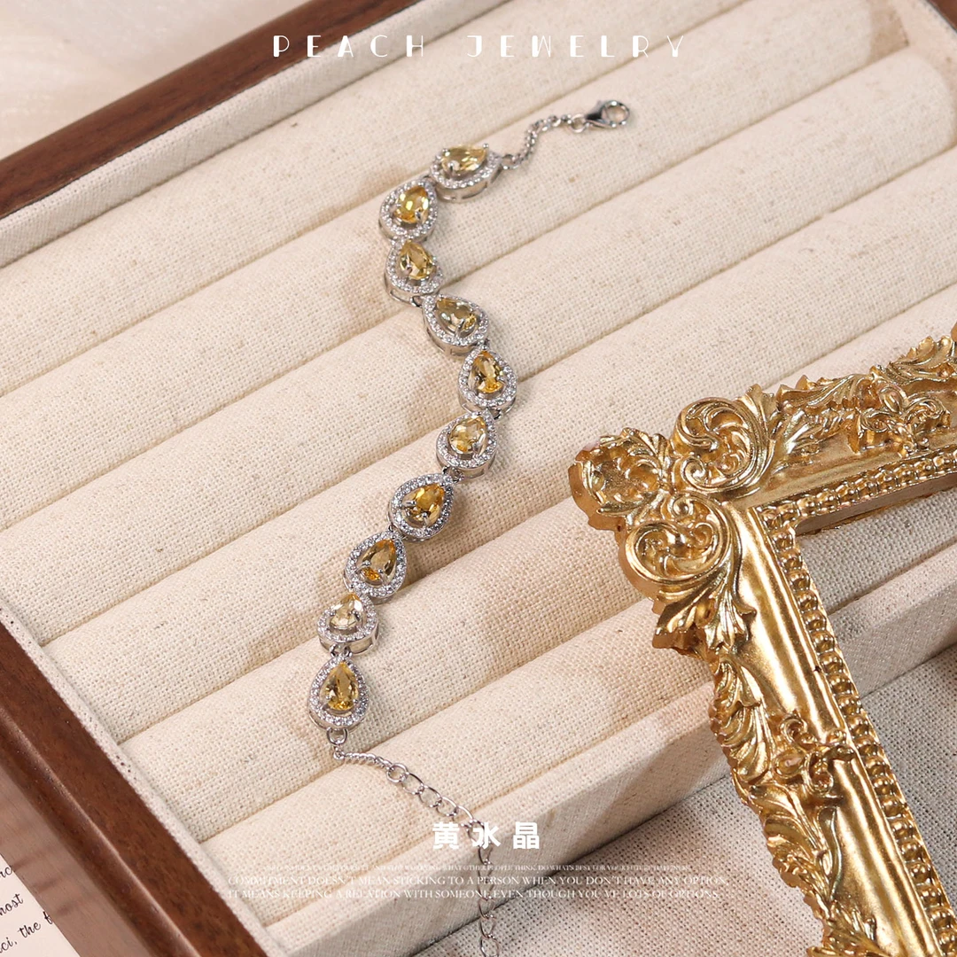 黄水晶水滴手链 EX268 多样性发颜色微差 发货件数一