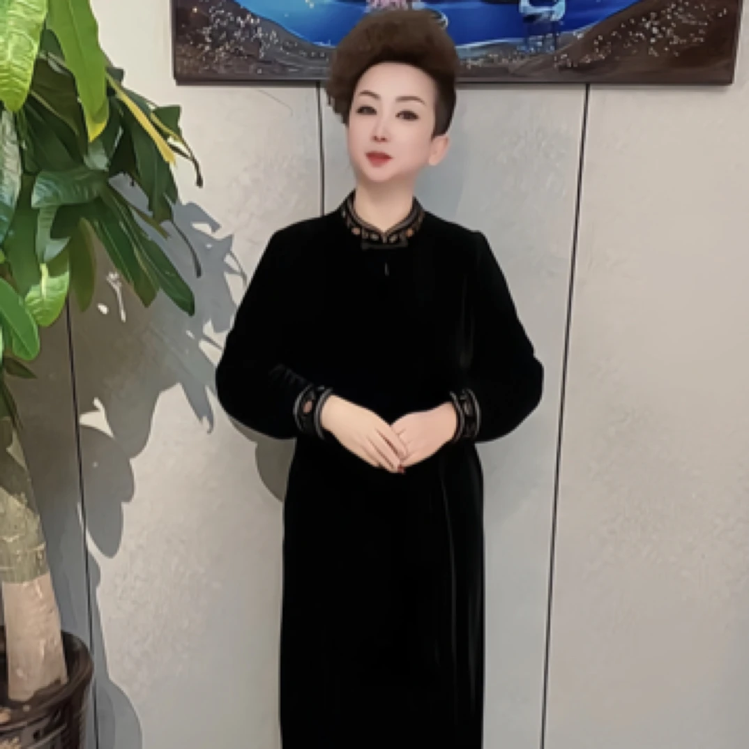 693草原民族风连衣裙长袖时尚气质显瘦网红遮肉宽松大码妈妈女装