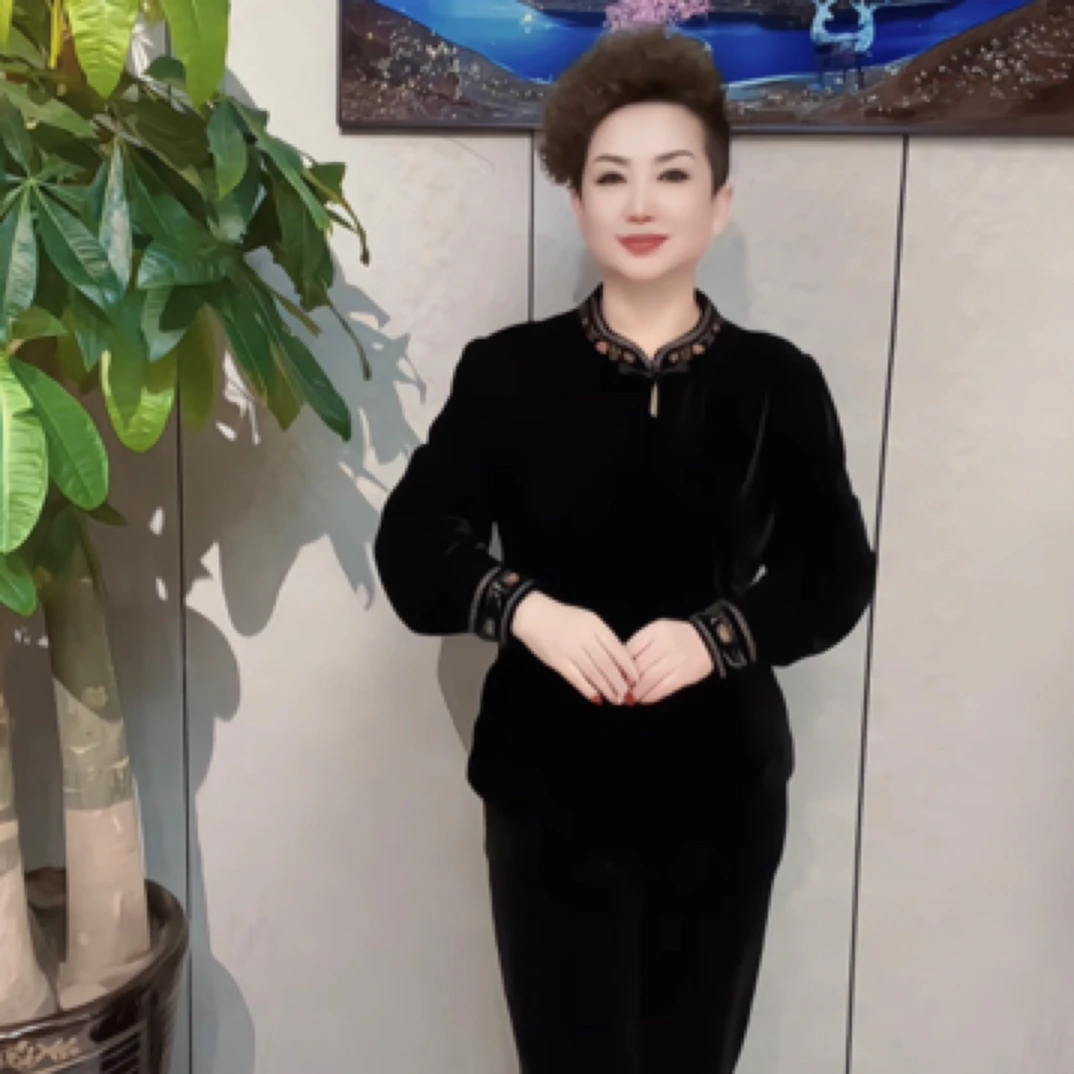 695真丝丝绒新中式上衣冬季长袖中国风时尚气质显瘦优雅复古遮肉