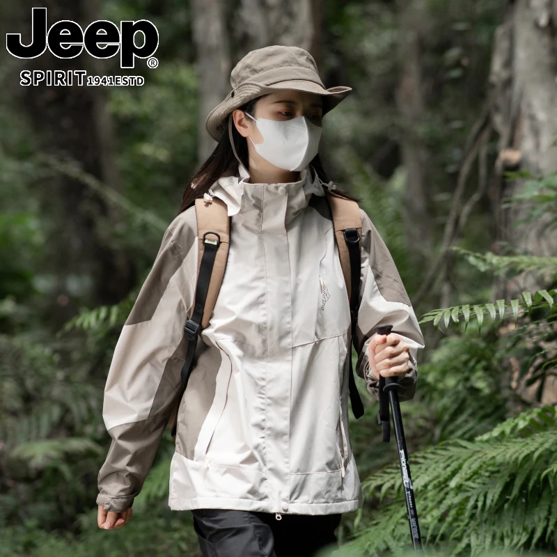 JEEP冲锋衣西藏夏季三合一外套防风防水爬山新登山服女款小个子
