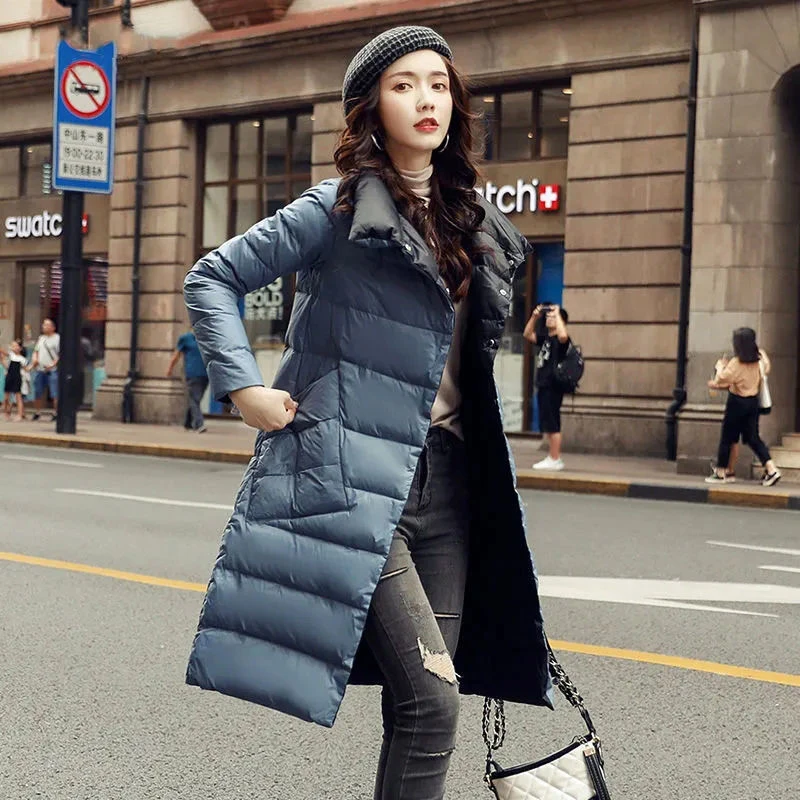 雅鹿羽绒服轻薄双面穿羽绒服女中长款2024冬季新潮款韩版爆款白鸭