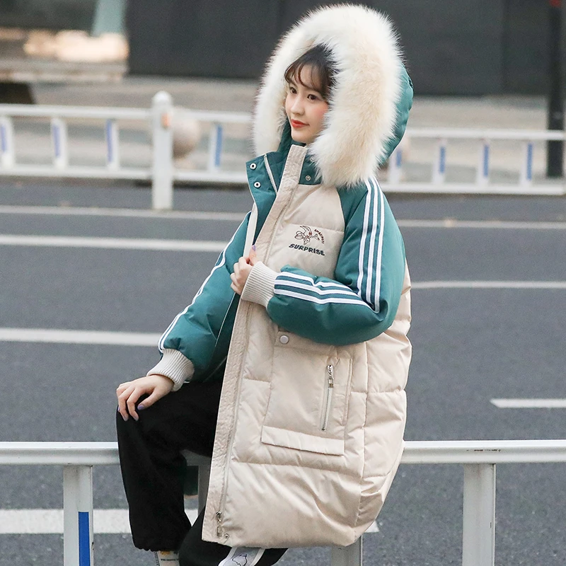 少女羽绒服2023年新款高初中学生青少年冬季中长款外套学院风冬装