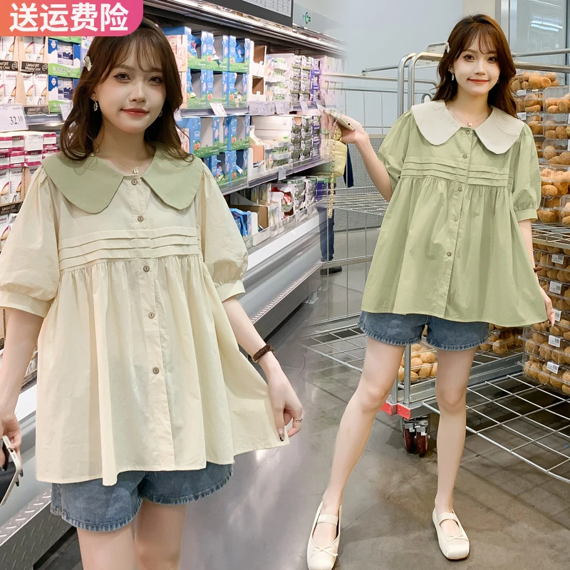 孕妇装2024夏新款韩版小众时尚简约小清新减龄宽松显瘦中长款上衣