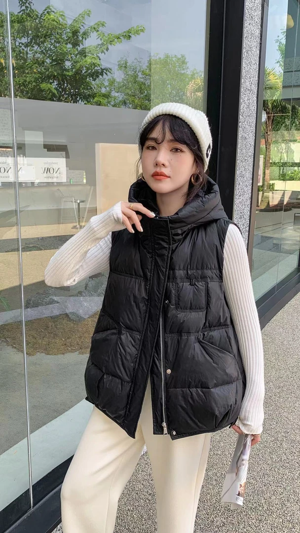 康家衣橱冬季连帽宽松时尚羽绒休闲马夹6681