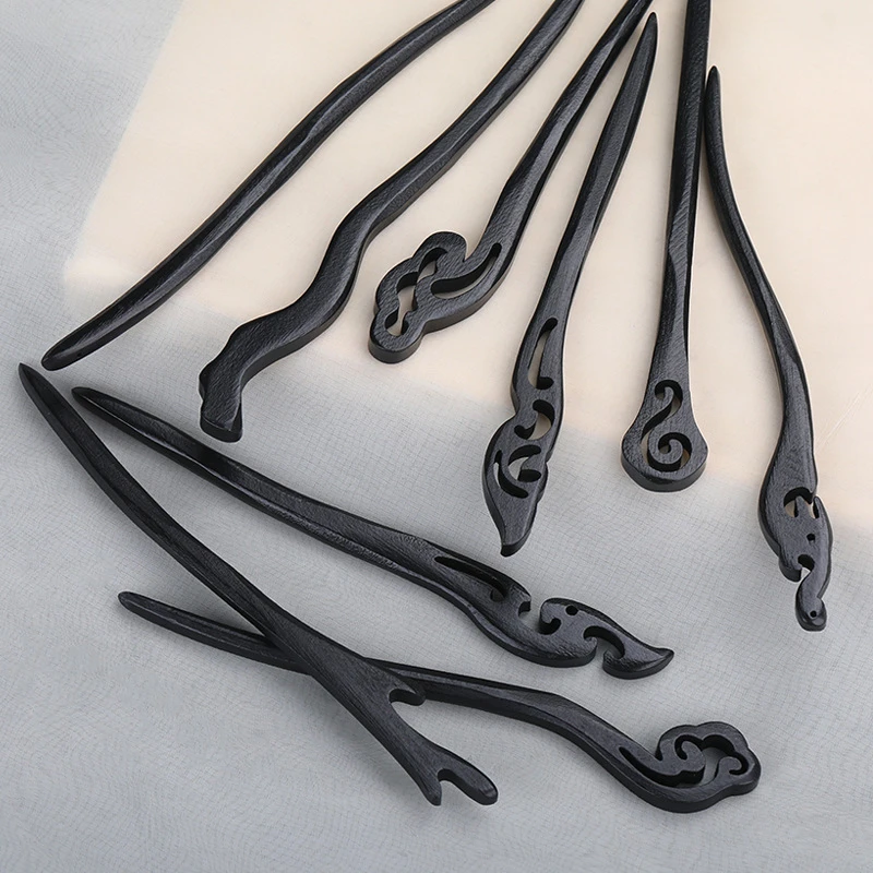 仿黑檀木发簪古风簪子简约现代素簪盘发木簪汉服发饰旗袍配饰女