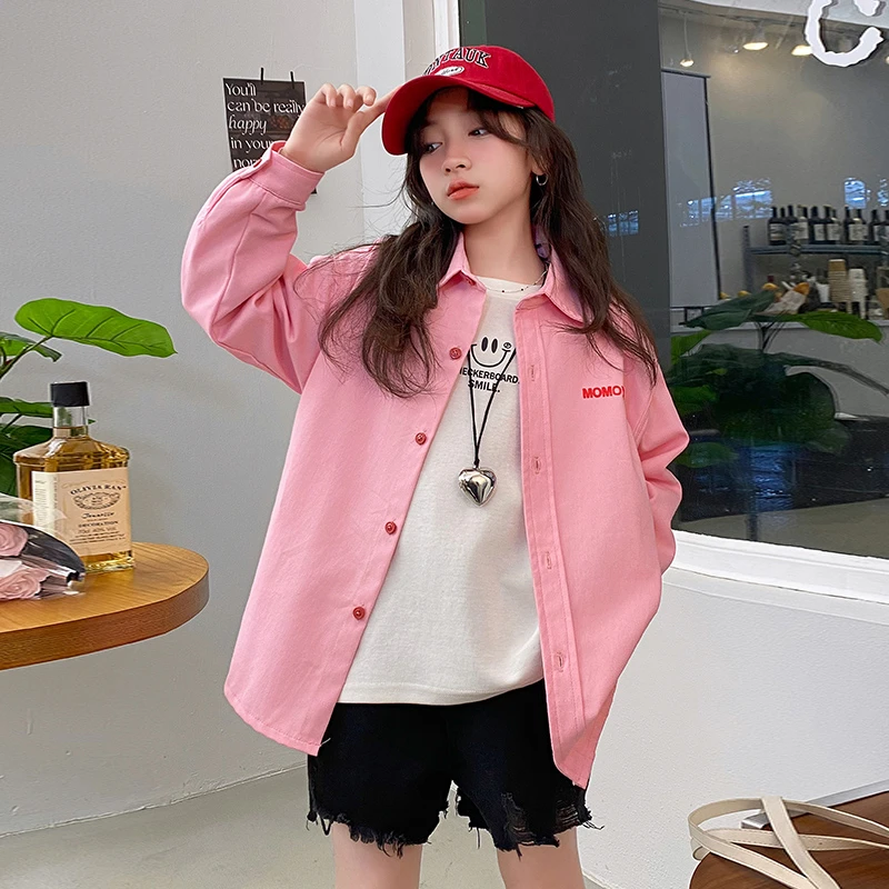 2024秋季新款洋气字母刺绣衬衫外套韩版时尚宽松衬衫外套百搭上衣