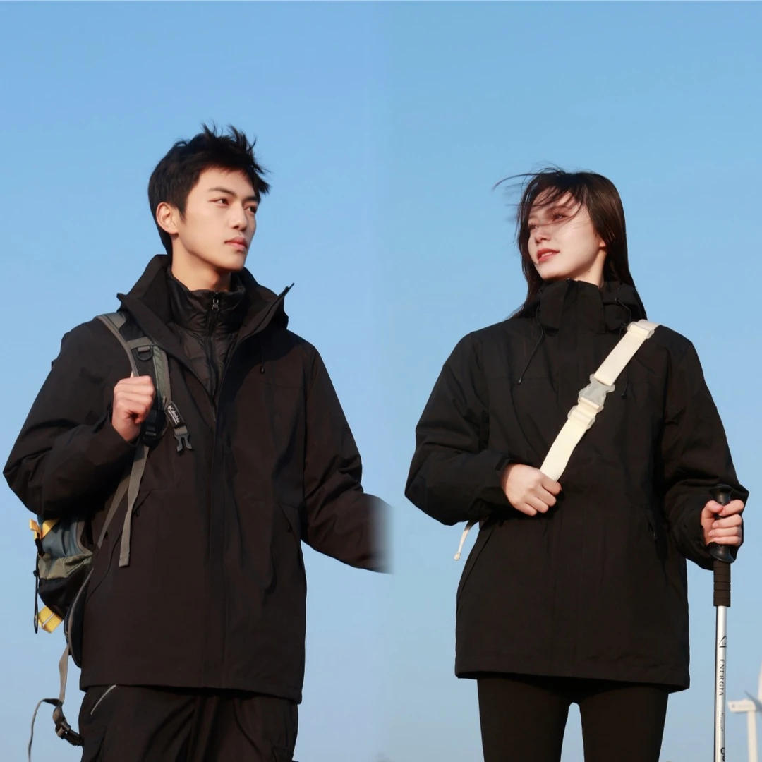 男女同款【两件套可拆卸冲锋夹克】户外休闲秋冬防风防水防寒保暖服