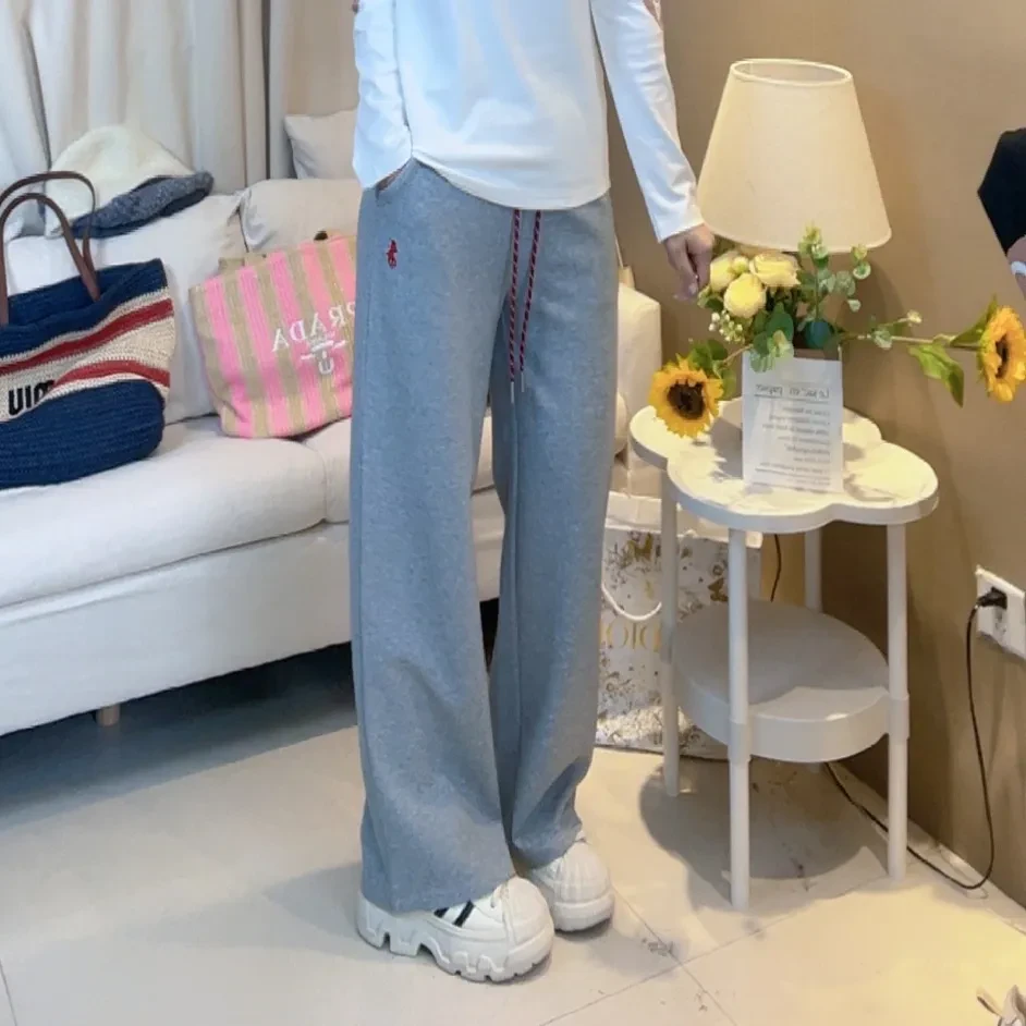 【小马长裤】加厚软牛仔阔腿裤女2024秋季新款高腰休闲弯刀裤子