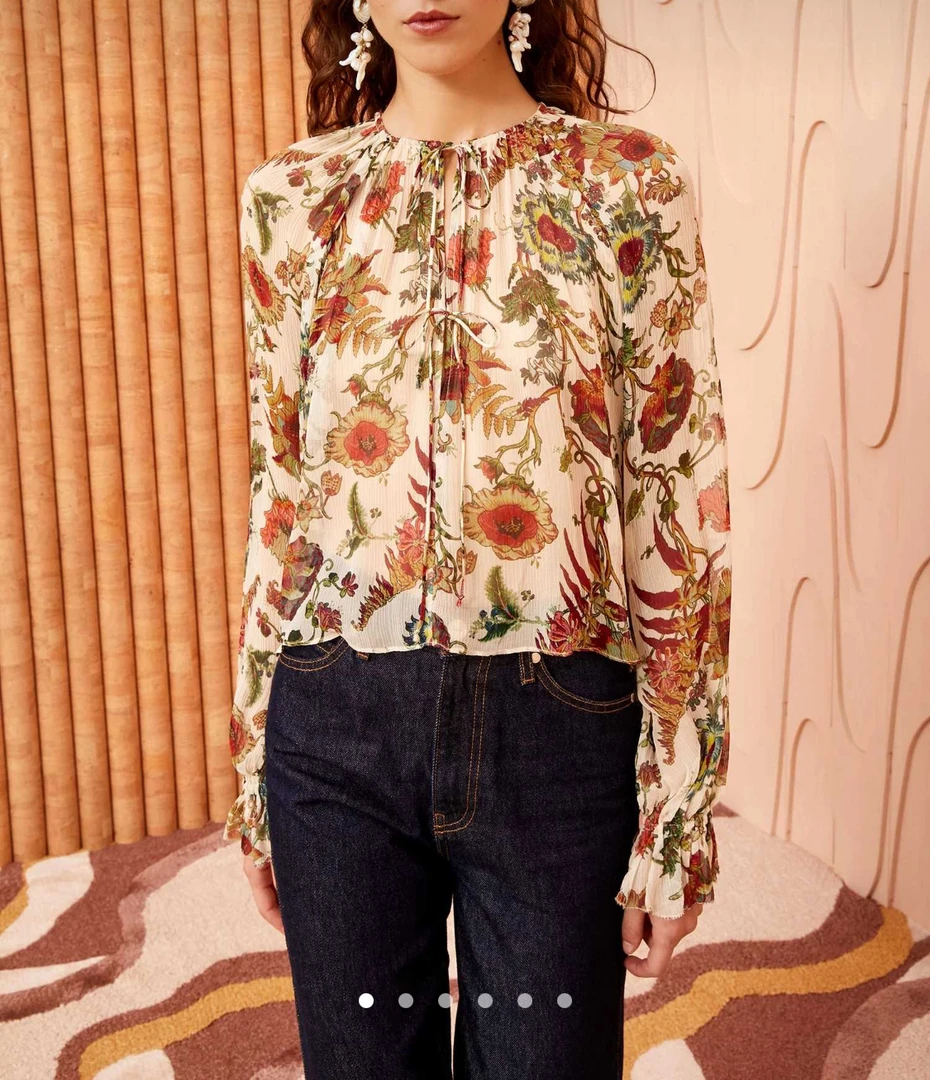 Soyinkala 轻盈飘逸 金丝花衬衫 3色可选