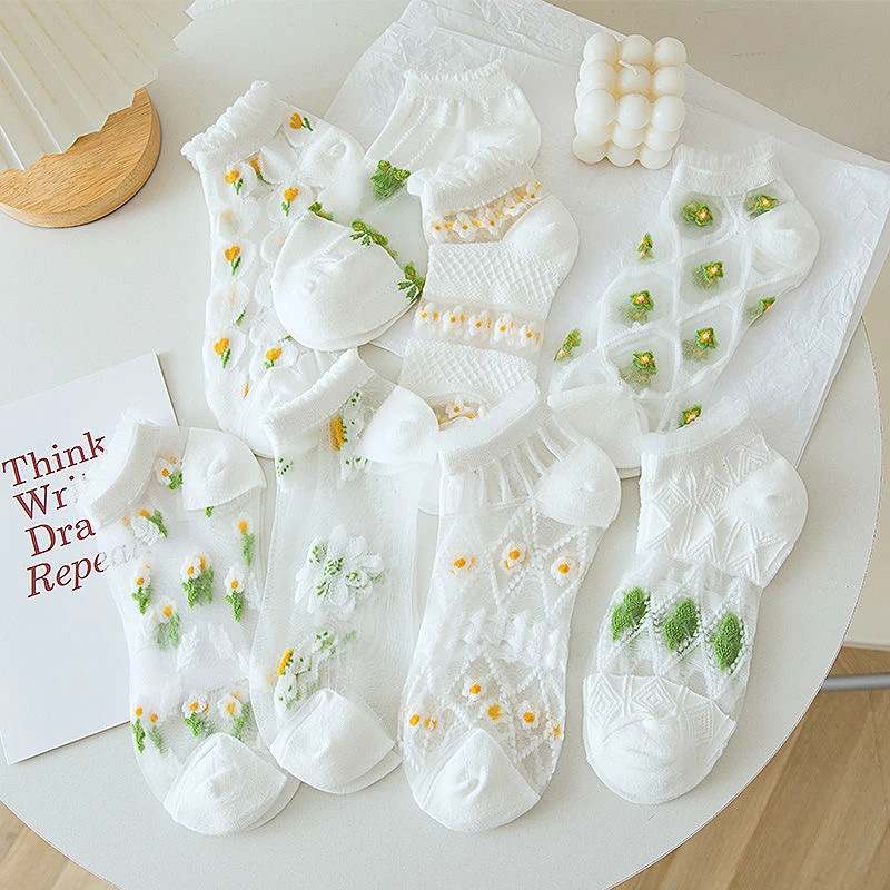 船袜女夏白色镂空透气清凉夏季袜子短款隐形袜超薄透气不掉跟袜子