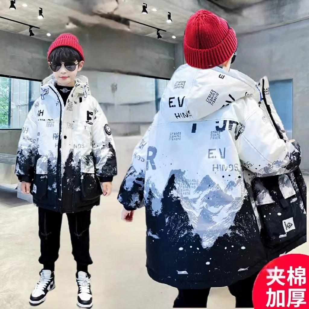 男童秋冬季加厚棉袄6-12岁中大童男孩帅气冬季棉服洋气潮流外套10