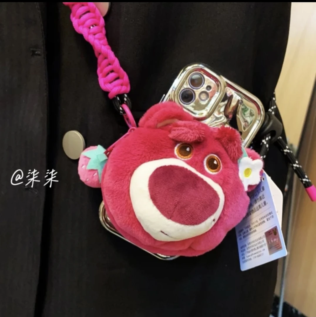 【钱包款】正版草莓熊钱包款手机背夹斜挎手机链通用不挑手机型号