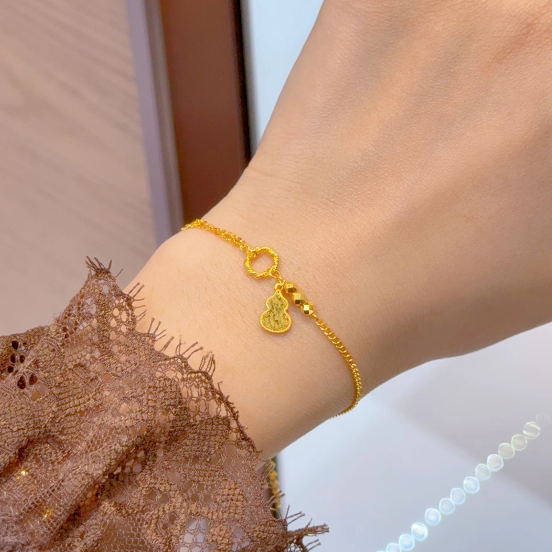 【诗诗精选】足金999 5G精工蹦迪碎金葫芦AB手链