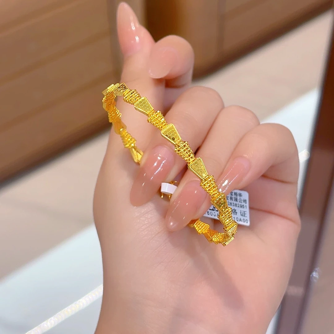 【诗诗精选】足金999 5G精品 鱼鳞拉丝蛇尾手镯