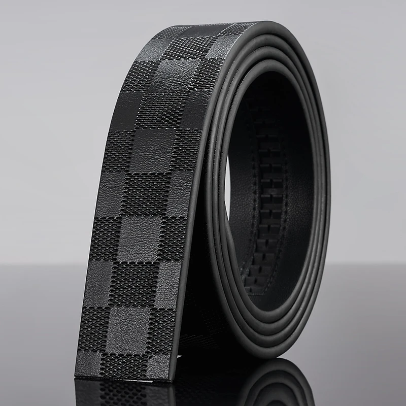 3.5真牛皮自动棋盘格纹轻奢时尚百搭经典爆款男士腰带黑色通用