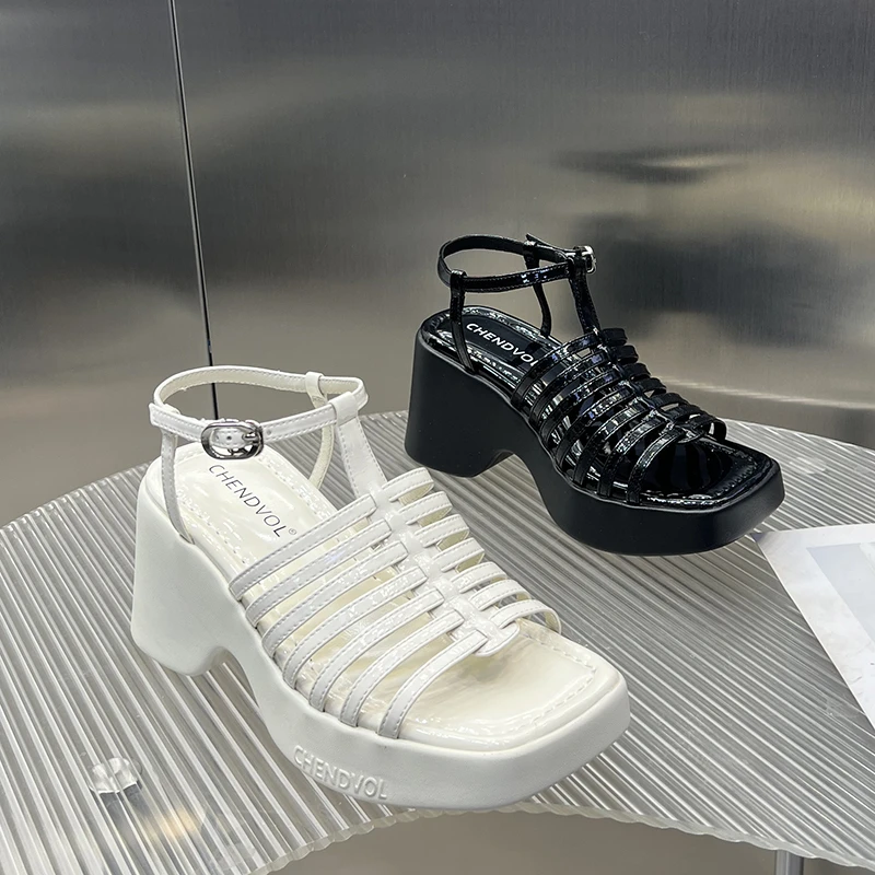 坡跟凉鞋女2024欧洲站夏季新款后空性感百搭小个子增高女SJ228-3