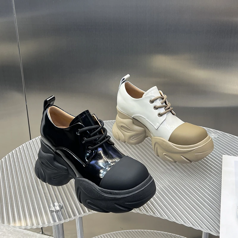 欧洲站坡跟鞋女2024年秋季新款显瘦小个子厚底增高单鞋S23177-11