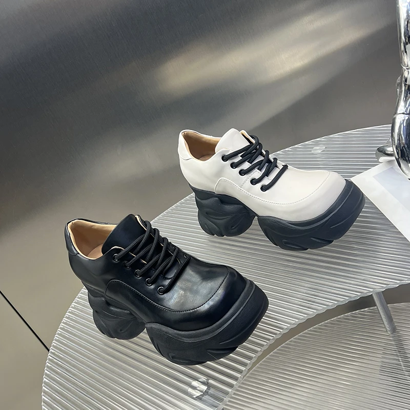 内增高女鞋2024年秋季新款松糕厚底显瘦百搭坡跟单鞋S23177-16