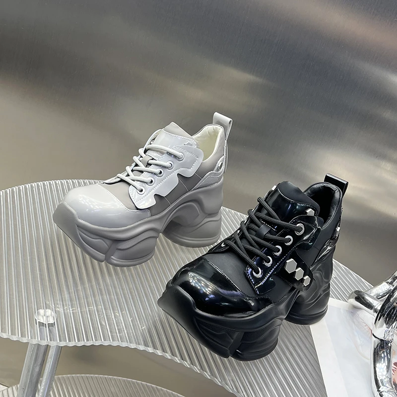 2024新款增高女休闲老爹鞋厚底松糕鞋圆头时尚小个子女SJ2116-3