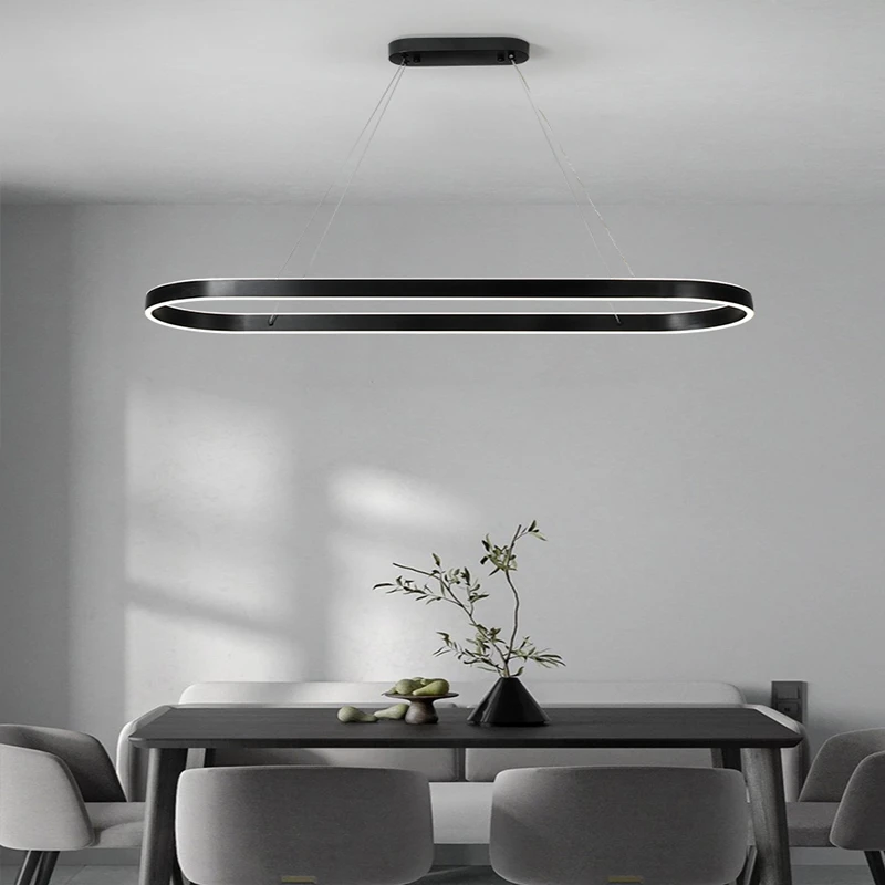 餐厅吊灯现代简约椭圆形客厅轻奢北欧灯具长方形餐桌吧台饭厅吊灯