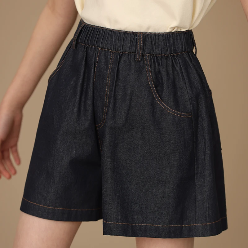 哈齿童装女童牛仔短裤夏季水洗纯棉亲子款休闲阔腿五分裤百搭裤子