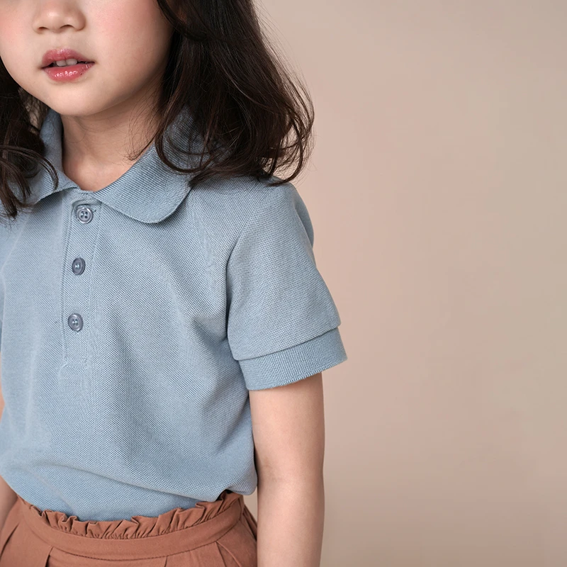 哈齿童装女童夏季短袖T恤纯色翻领男童POLO衫休闲洋气百搭中大童