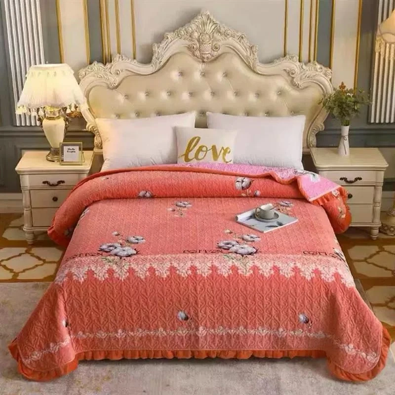 加绒加厚双面四季款绗缝床盖榻榻米床单柔软舒适保暖亲肤两用