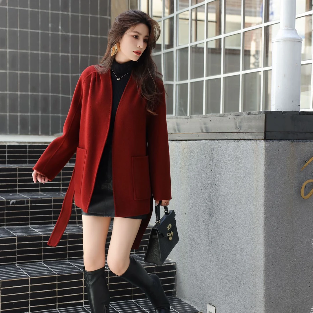 24361双面羊绒短款大衣