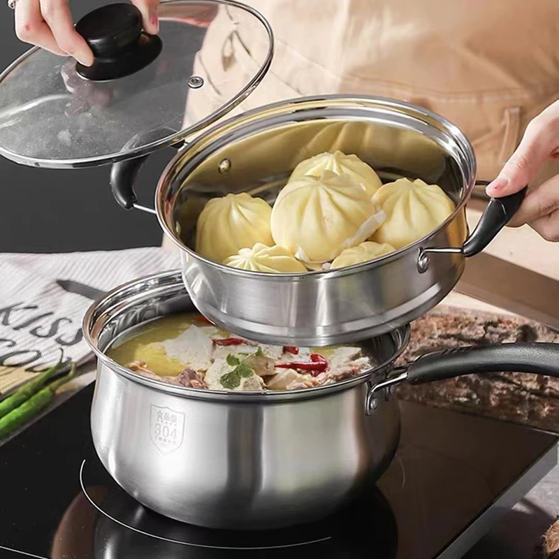 304不锈钢汤锅单柄奶锅家用面条锅不锈钢锅具电磁炉小汤锅辅食锅