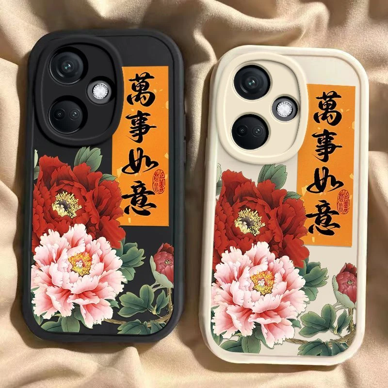 OPPOk11手机壳k11x女新款全包防摔液态硅胶软壳国潮妈妈万事如意
