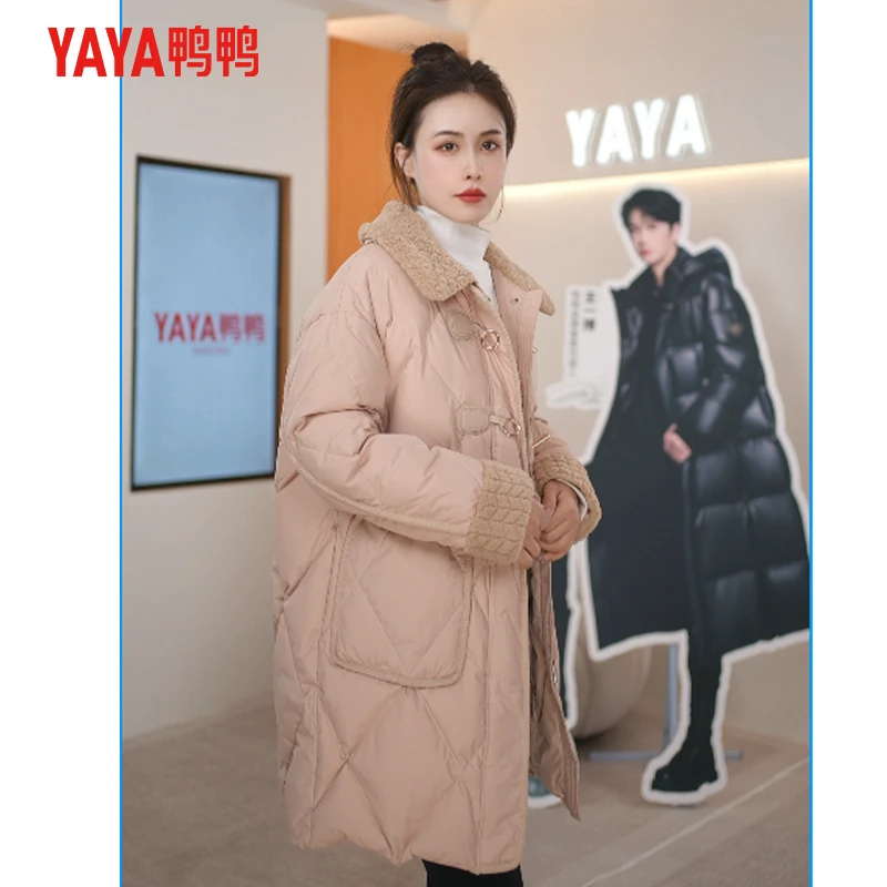 YAYA/鸭鸭轻暖感羽绒服/2024年女士冬季韩版显瘦防风通勤保暖外套