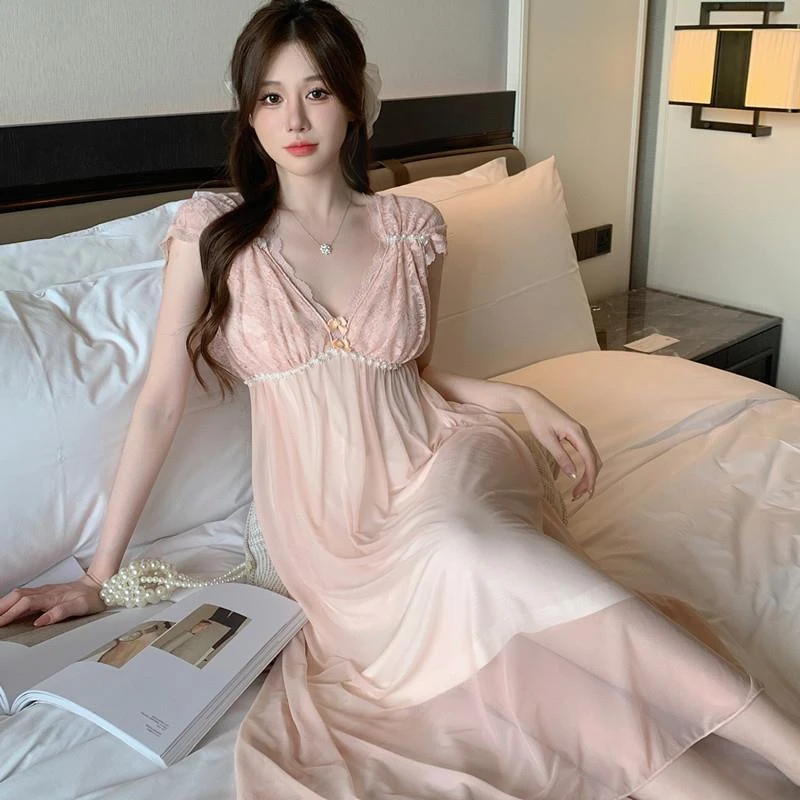 【少女心事】蕾丝睡裙纯欲风性感睡衣女夏季网纱睡衣外穿家居服吊带