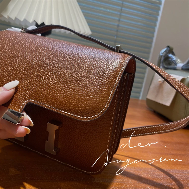 KK福宝马鞍皮盒子包康康小众单肩包斜挎包空姐女士包真皮头层牛皮