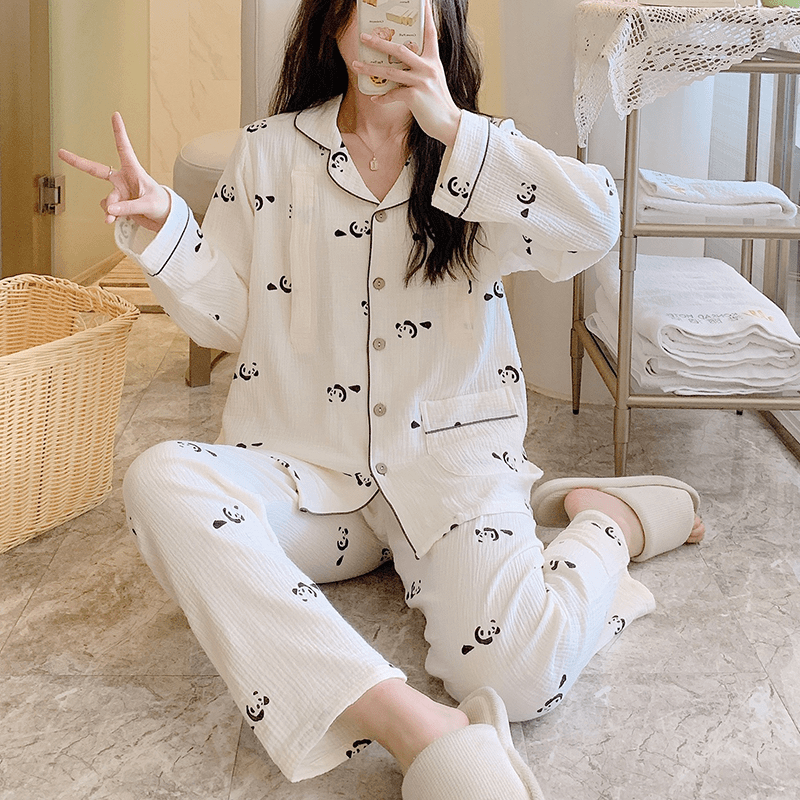 月子服春秋款纯棉产后薄款纱布孕妇睡衣孕期产妇哺乳期家居服套装