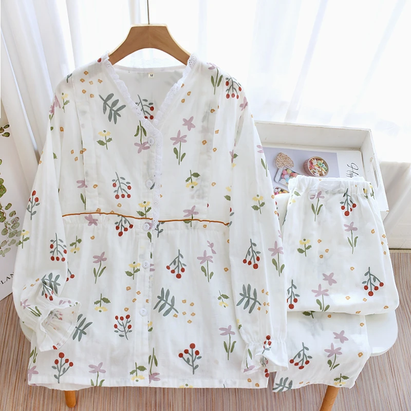月子服夏季哺乳睡衣纯棉纱布透气孕妇睡衣产后大码200斤家居服