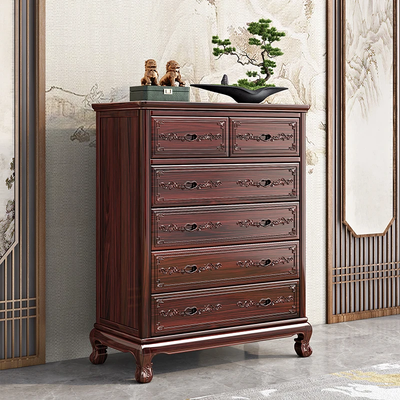 酸枝木实木六斗柜新中式红木储物柜大容量玄关柜置物柜  DG250290