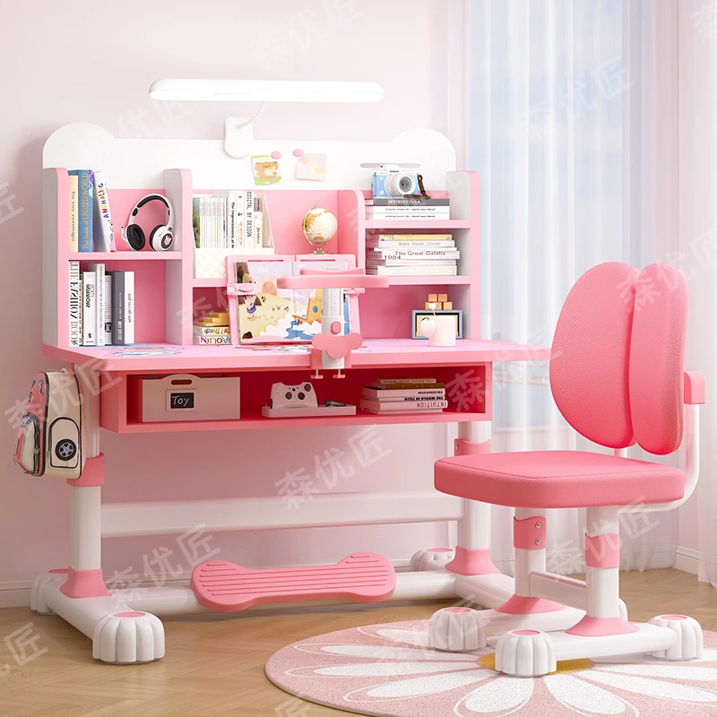 【强力推荐】家用桌椅套装松弛感作业现代简约书桌可升降儿童学习桌