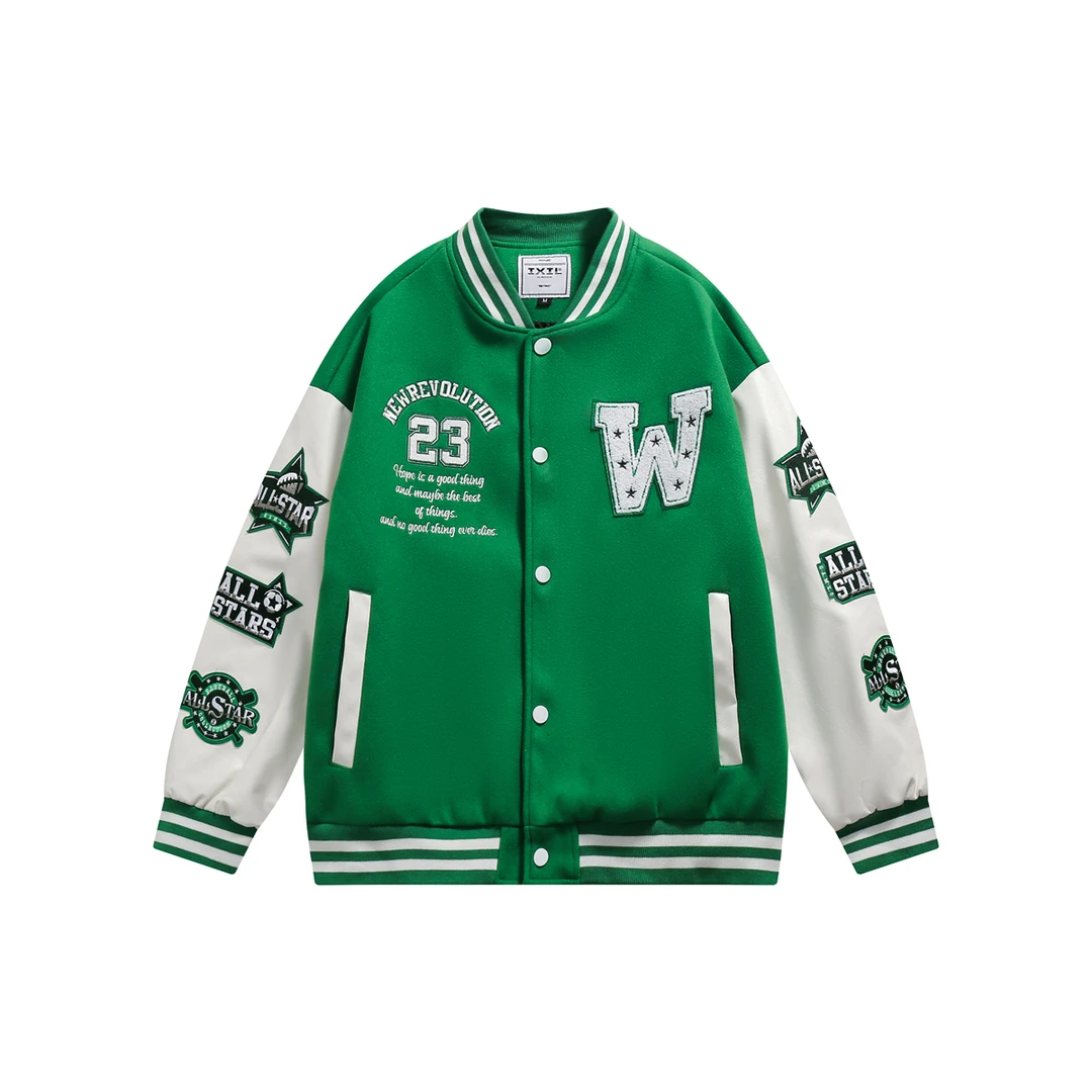 JK7768春秋款潮牌ins情侣休闲字母棒球服夹克外套